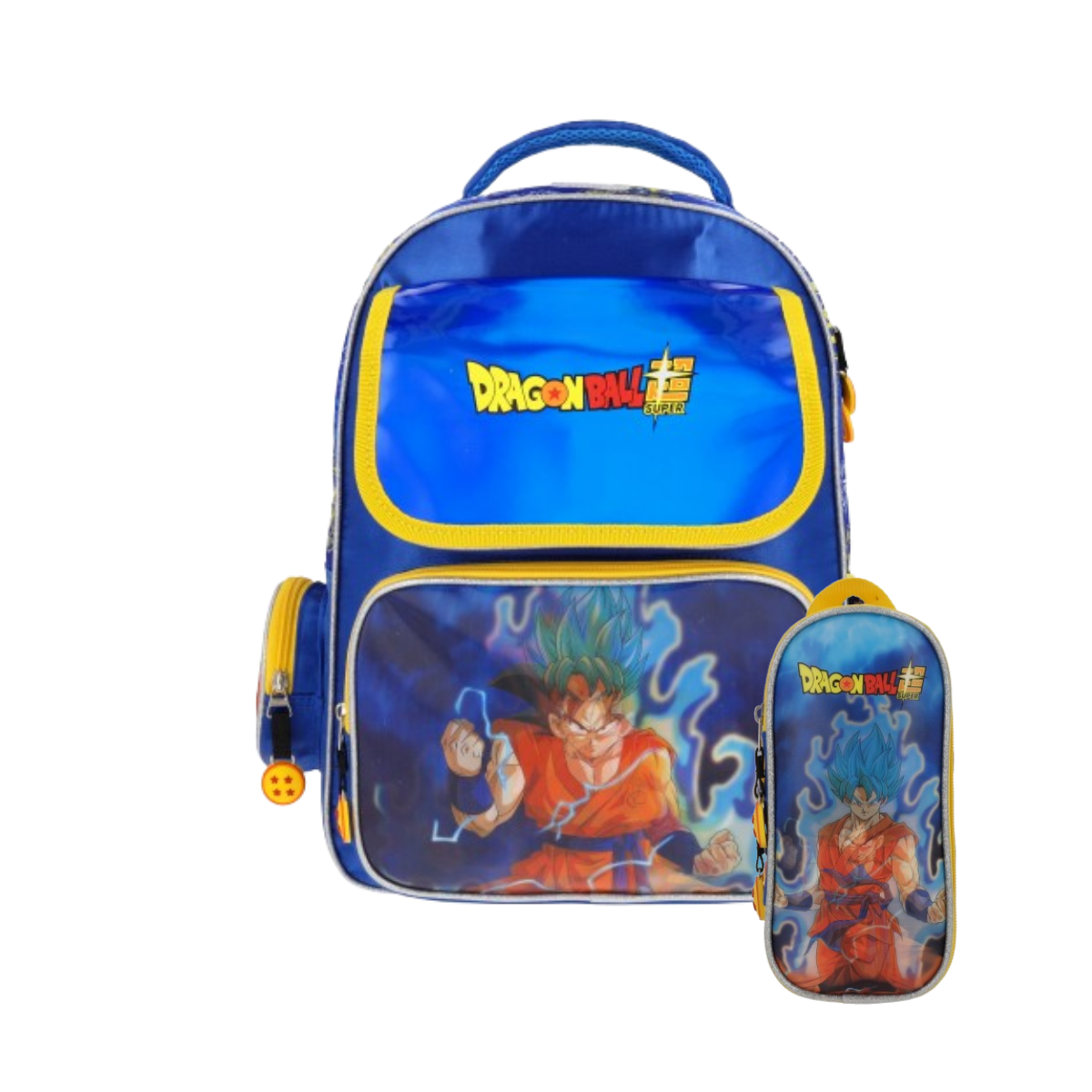 Set Mochila y Estuchera Escolar Dragon Ball Goku SSJ Blue Lenticular
