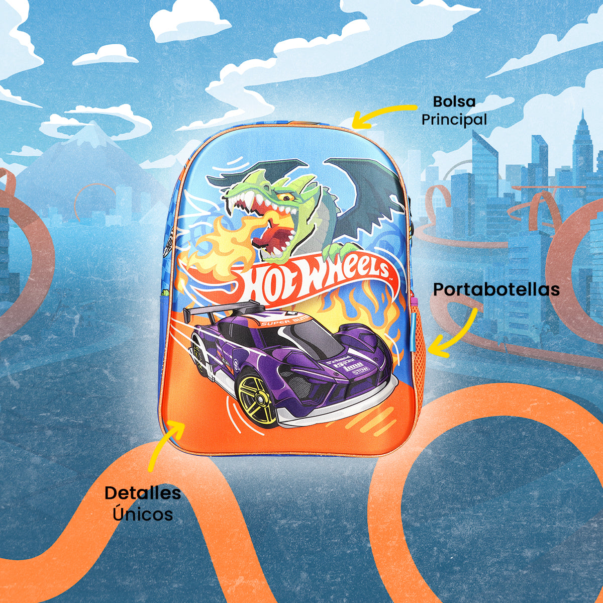 Set Mochila, Lonchera y Lapicera Hot Wheels Nitro Pack