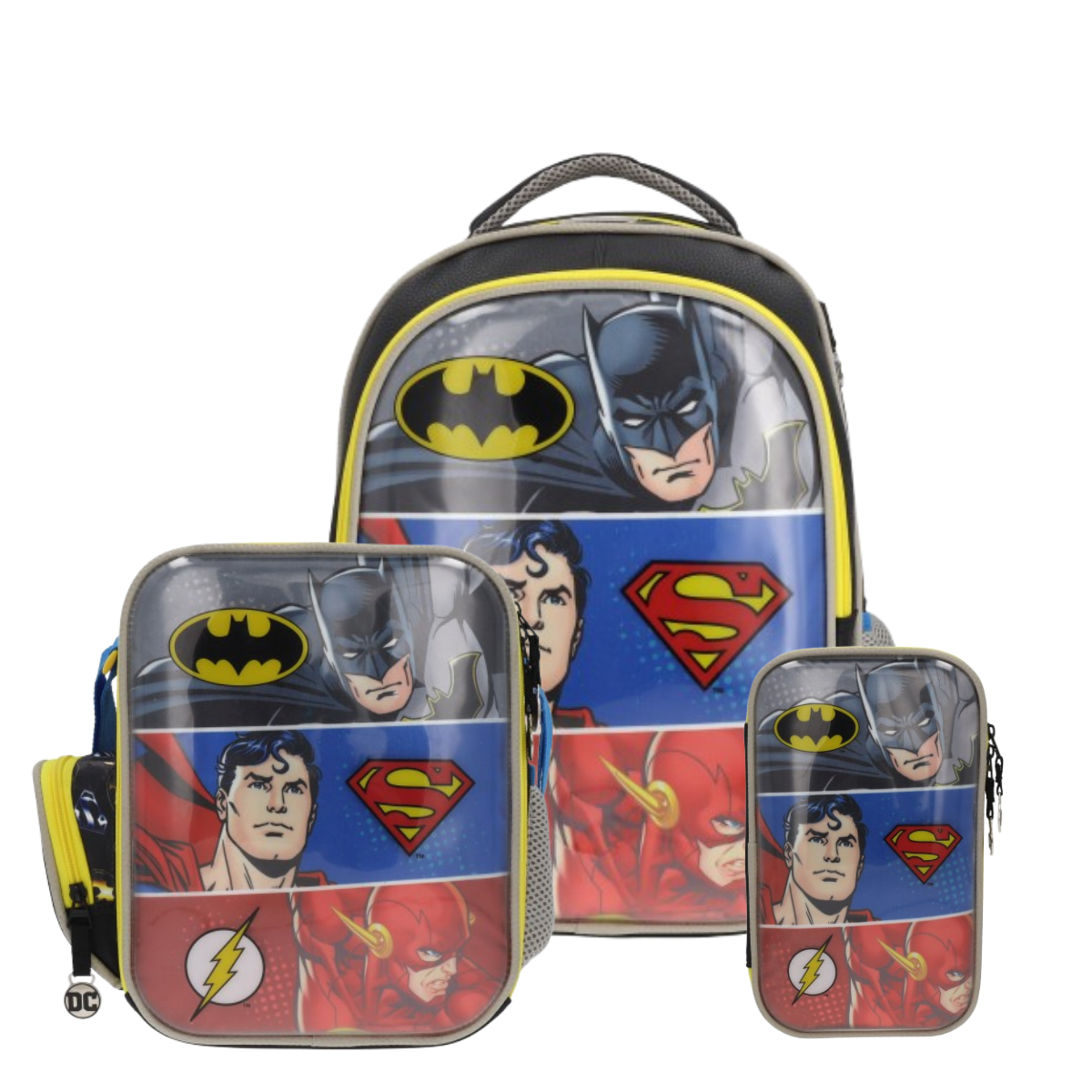 Set Mochila, Lonchera y Estuchera Escolar Justice League