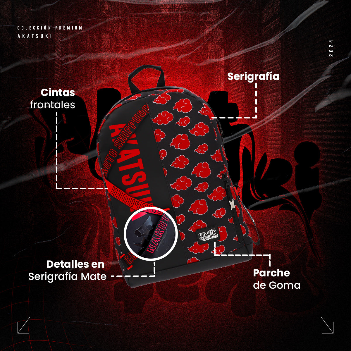 Mochila Akatsuki Nubes rojas