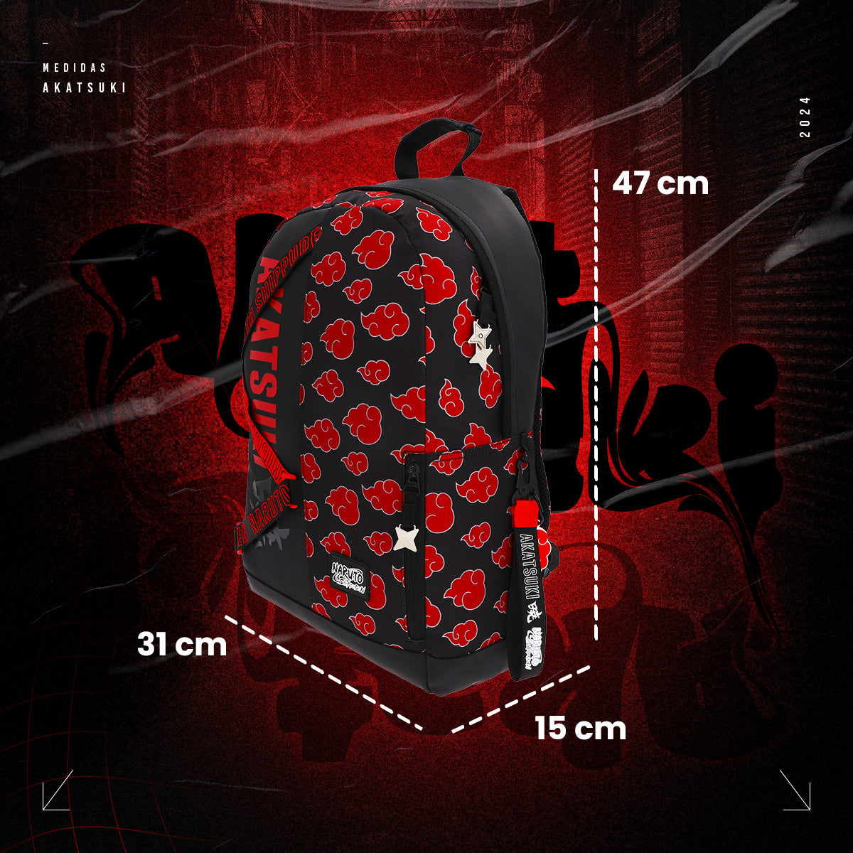 Mochila Akatsuki Nubes rojas