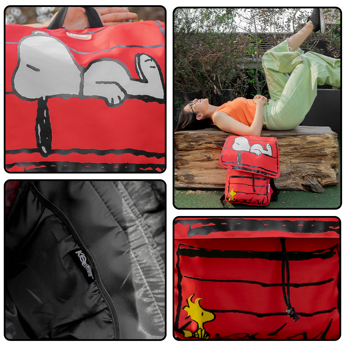 Set Mochila, Lonchera y Lapicera Snoopy Casa Roja