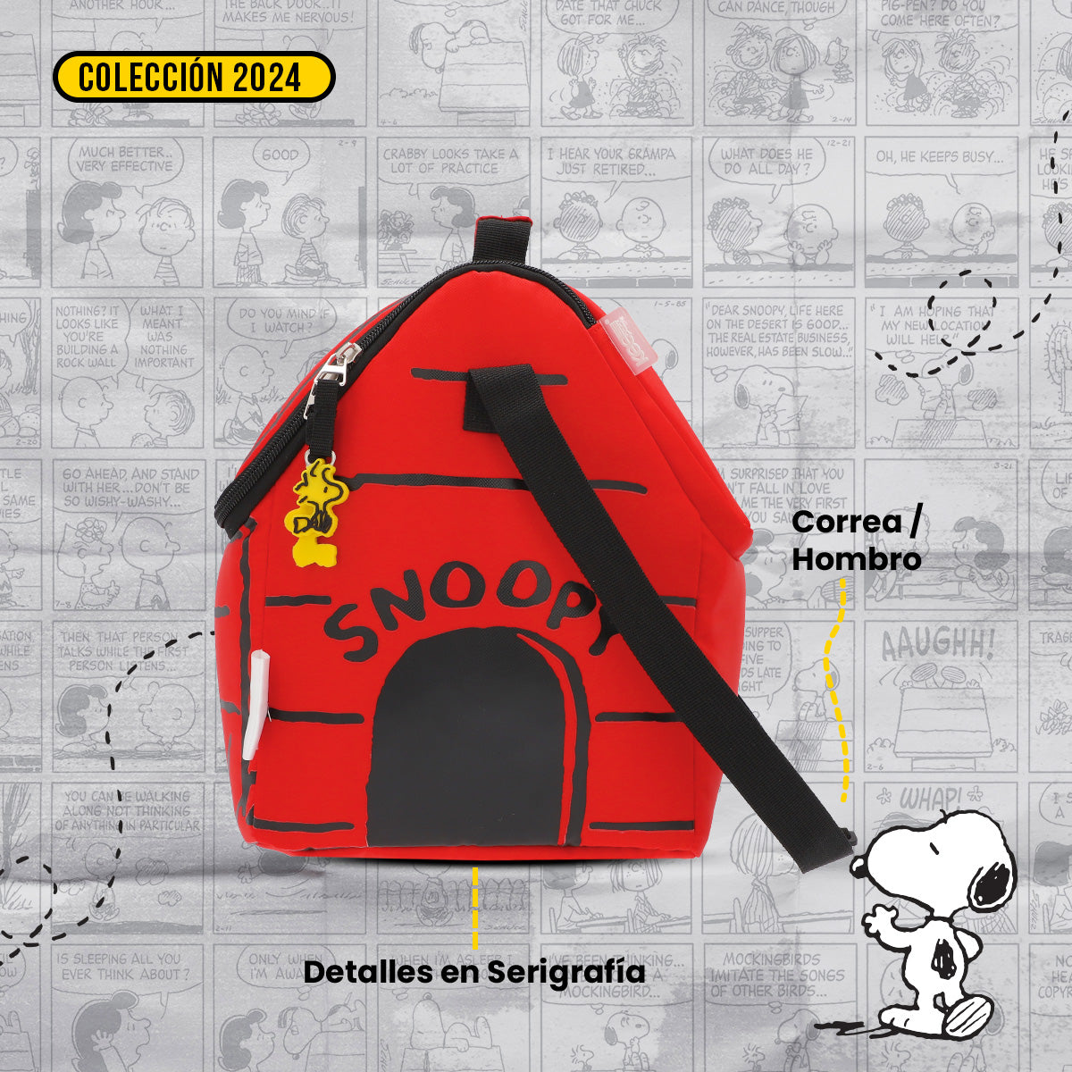 Set Mochila, Lonchera y Lapicera Snoopy Casa Roja
