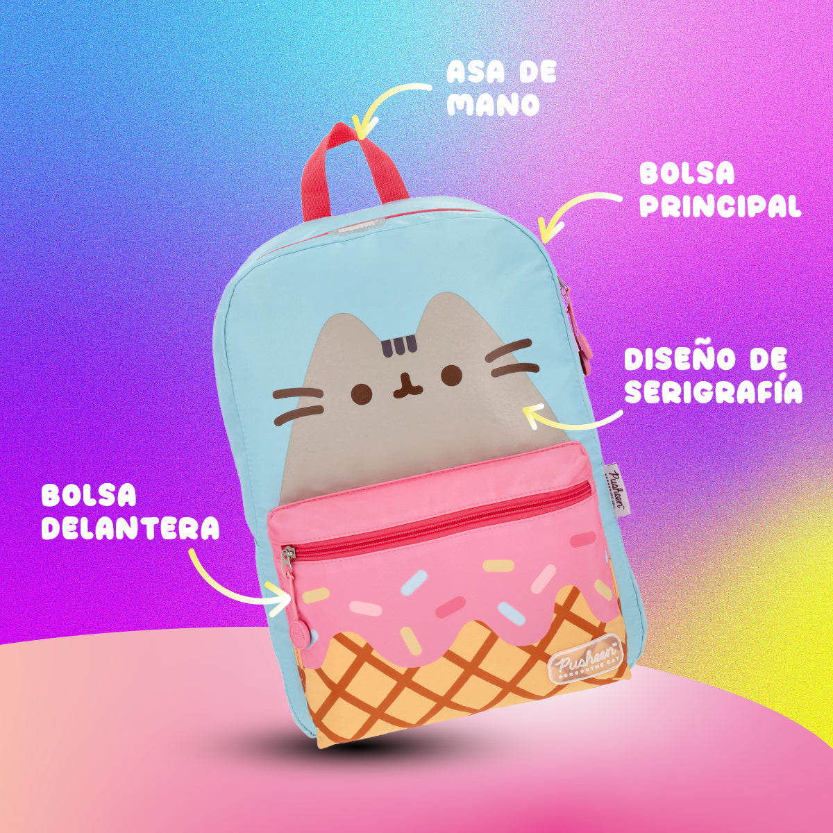 Set Mochila, Lonchera y Estuchera Pusheen Heladero Menta y Fresa
