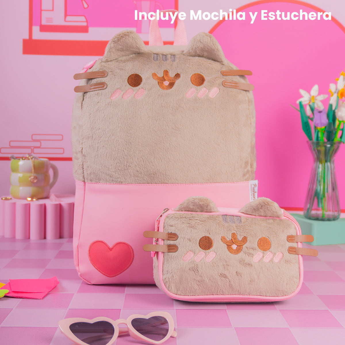 Set Mochila y Estuchera Pusheen Pink Sweet
