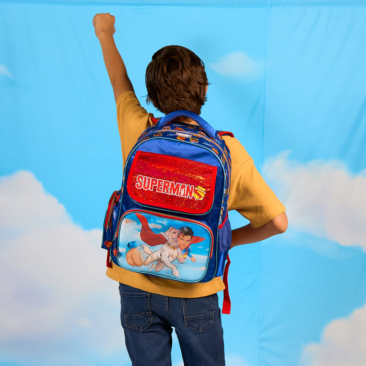 Set Mochila, Lonchera y Estuchera Escolar Superman Krypto Lenticular