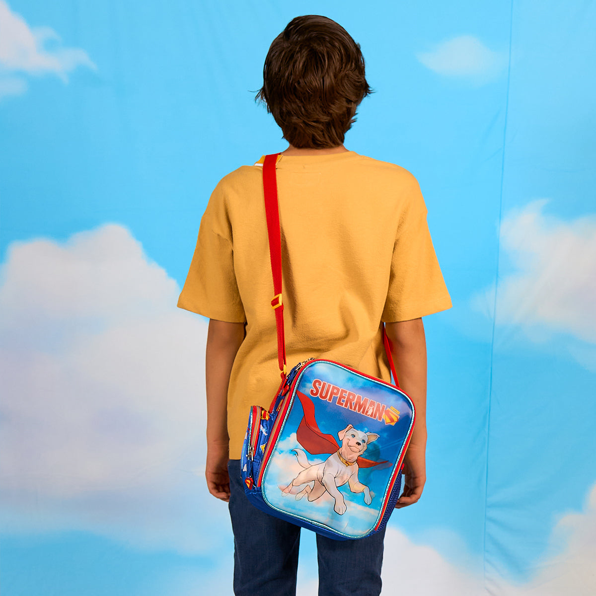 Set Mochila, Lonchera y Estuchera Escolar Superman Krypto Lenticular