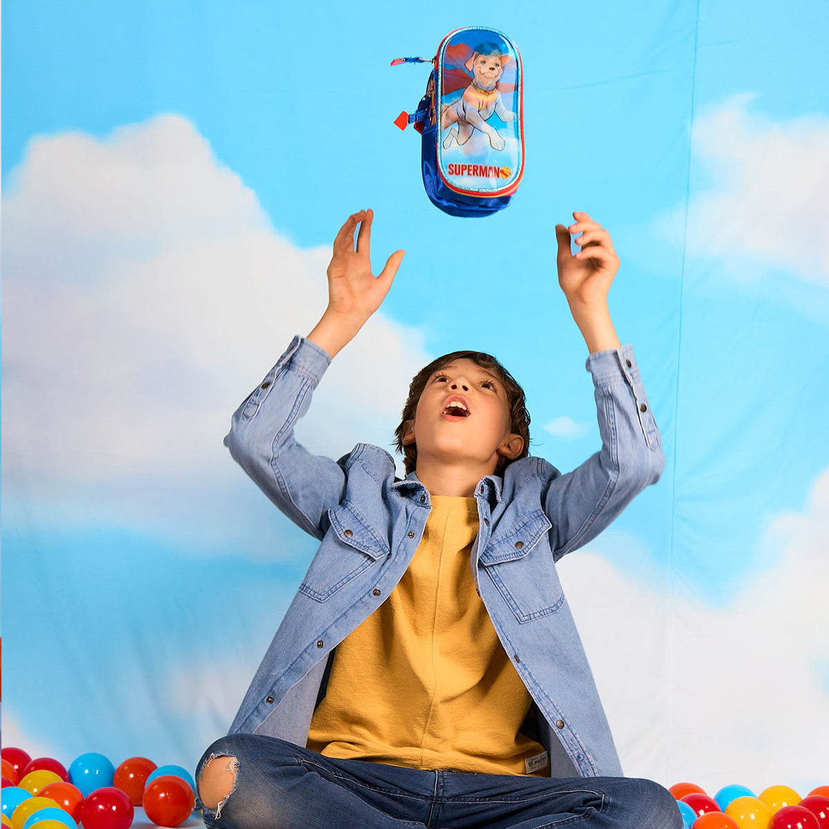 Set Mochila, Lonchera y Estuchera Escolar Superman Krypto Lenticular