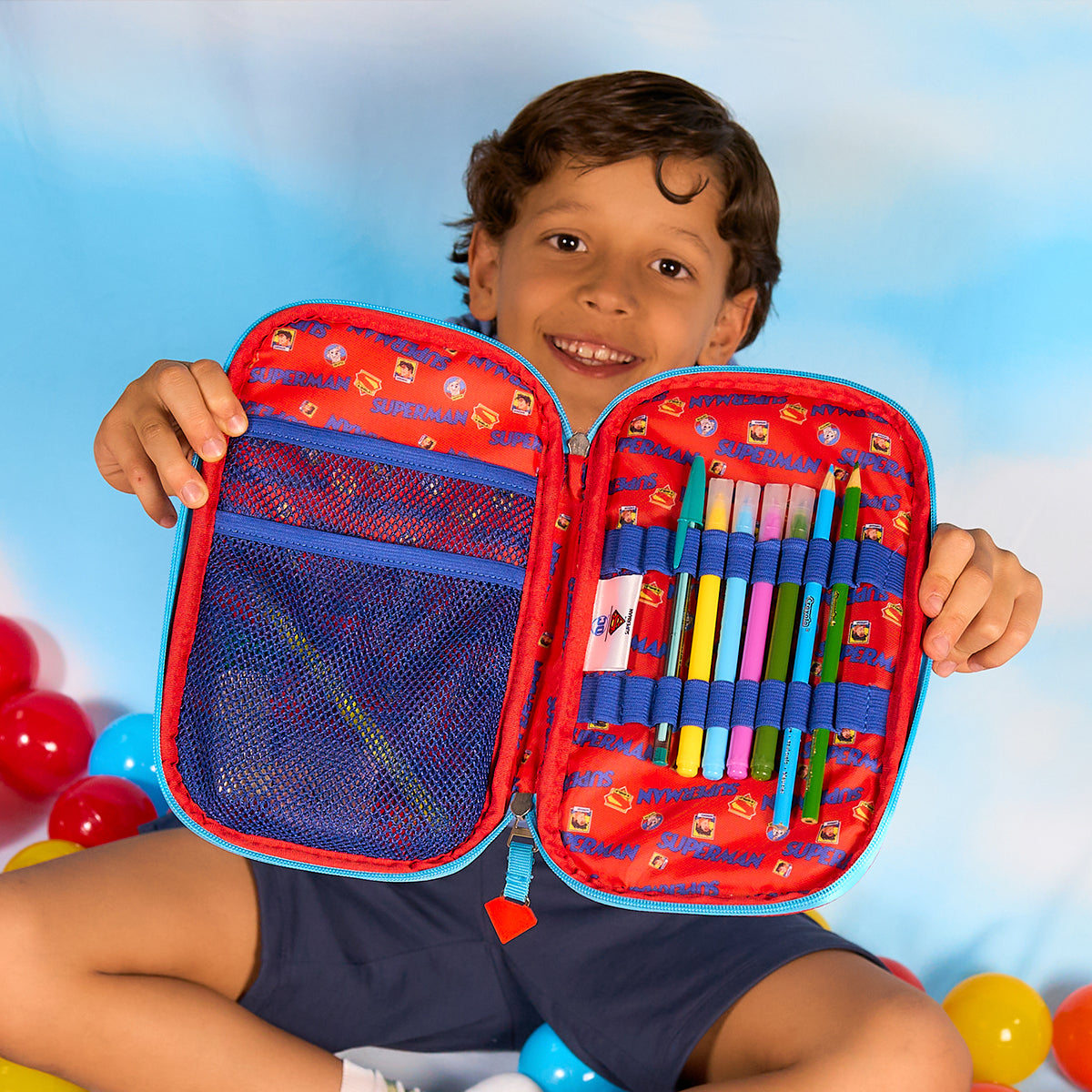 Set Mochila, Lonchera y Estuchera Escolar Superman Hero Armor