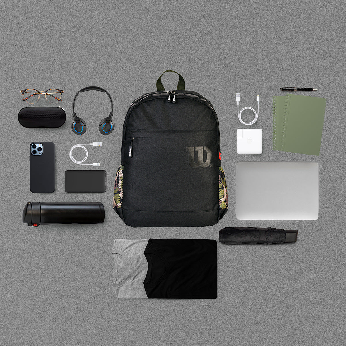 Mochila Wilson Negra con Camuflaje
