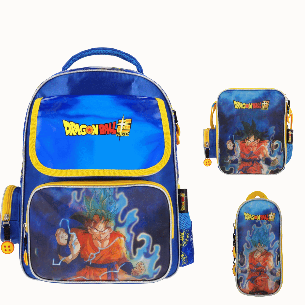 Kit Escolar Primaria Dragon Ball Goku SSJ Blue Lenticular - Mochila, lonchera y lapicera