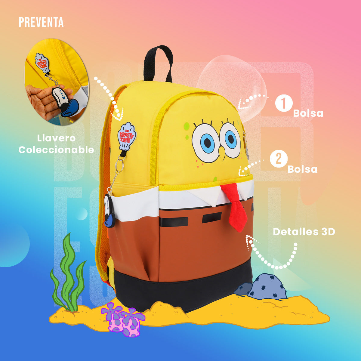 PREVENTA Mochila Bob Esponja Corbatita