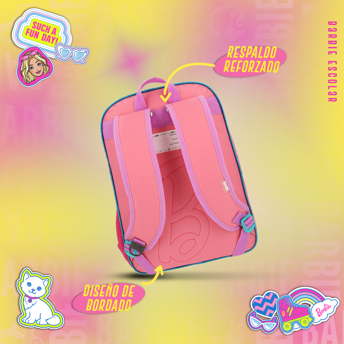 Set Mochila, Lonchera y Estuchera Barbie Kitty Vibes