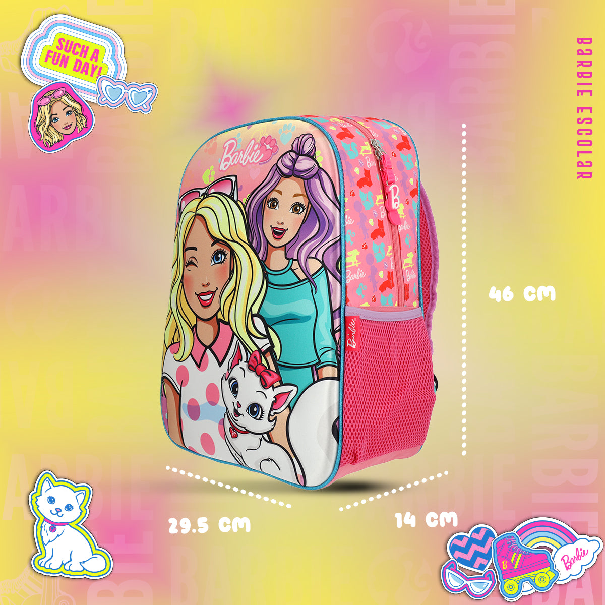 Set Mochila, Lonchera y Estuchera Barbie Kitty Vibes