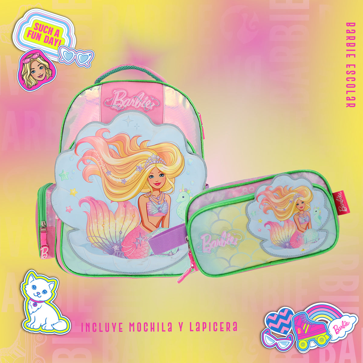 Set Mochila y Estuchera Barbie Sirena