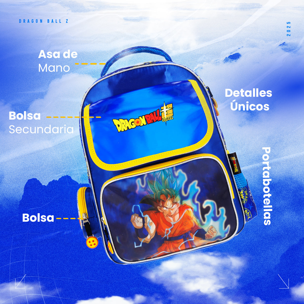 Set Mochila y Estuchera Escolar Dragon Ball Goku SSJ Blue Lenticular