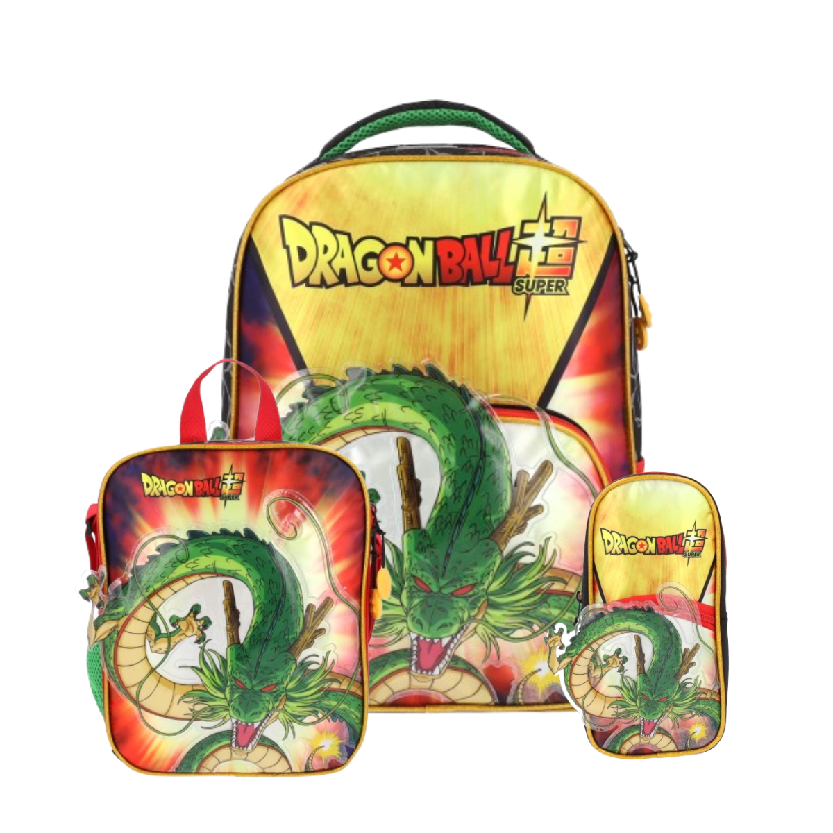 Set Mochila, Lonchera y Estuchera Escolar Dragon Ball Shenlong Legendaria