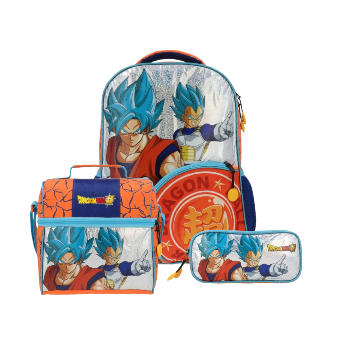 Set Mochila, Lonchera y Lapicera Escolar Dragon Ball Nivel Dios