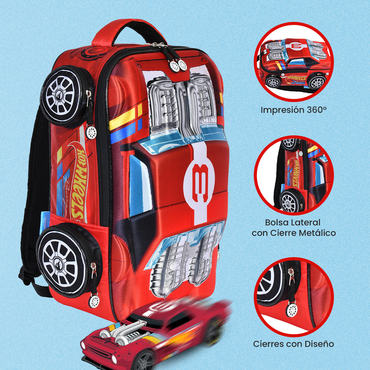 Mochila en Forma de Hot Wheels Rojo