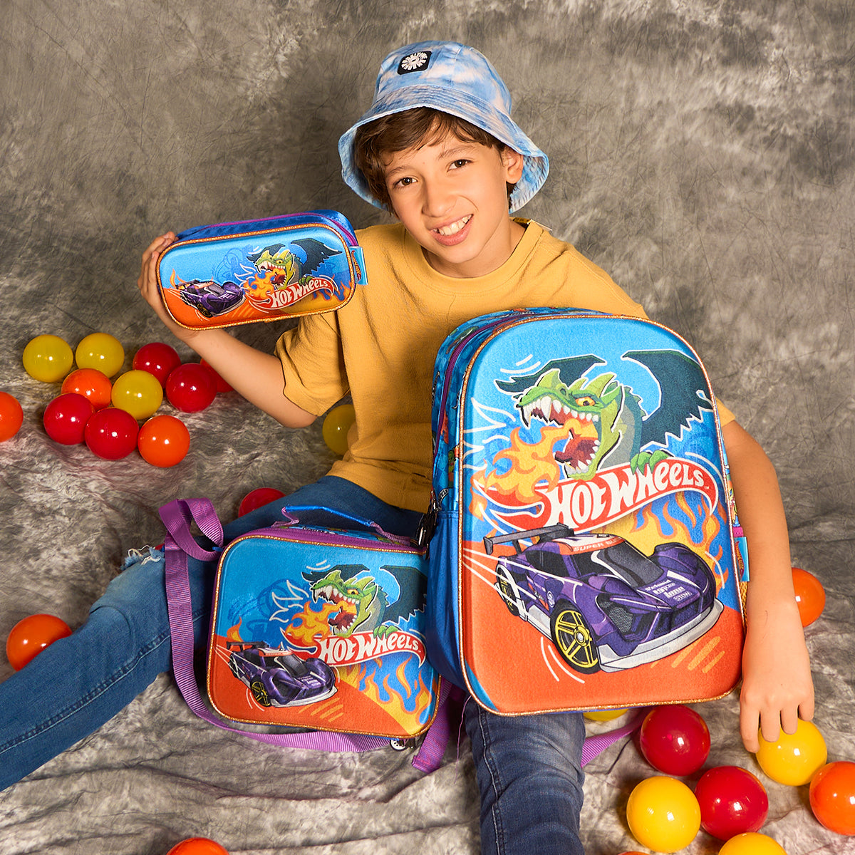 Set Mochila, Lonchera y Lapicera Hot Wheels Nitro Pack