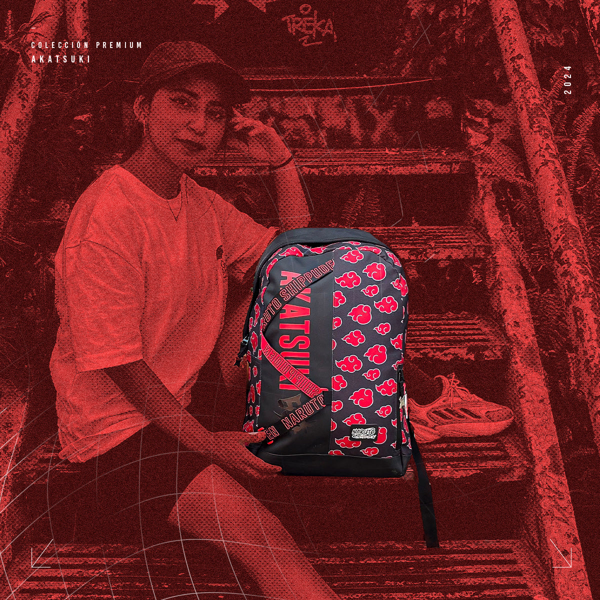 Mochila Akatsuki Nubes rojas