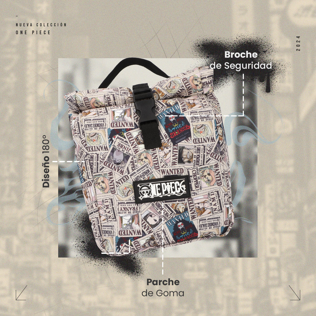 Mochila, Lonchera y Lapicera One Piece Carteles Se Busca