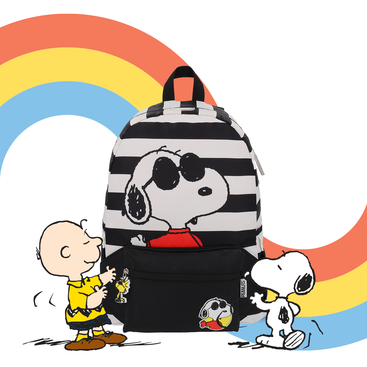Mochila con cangurera Peanuts Snoopy Black and White