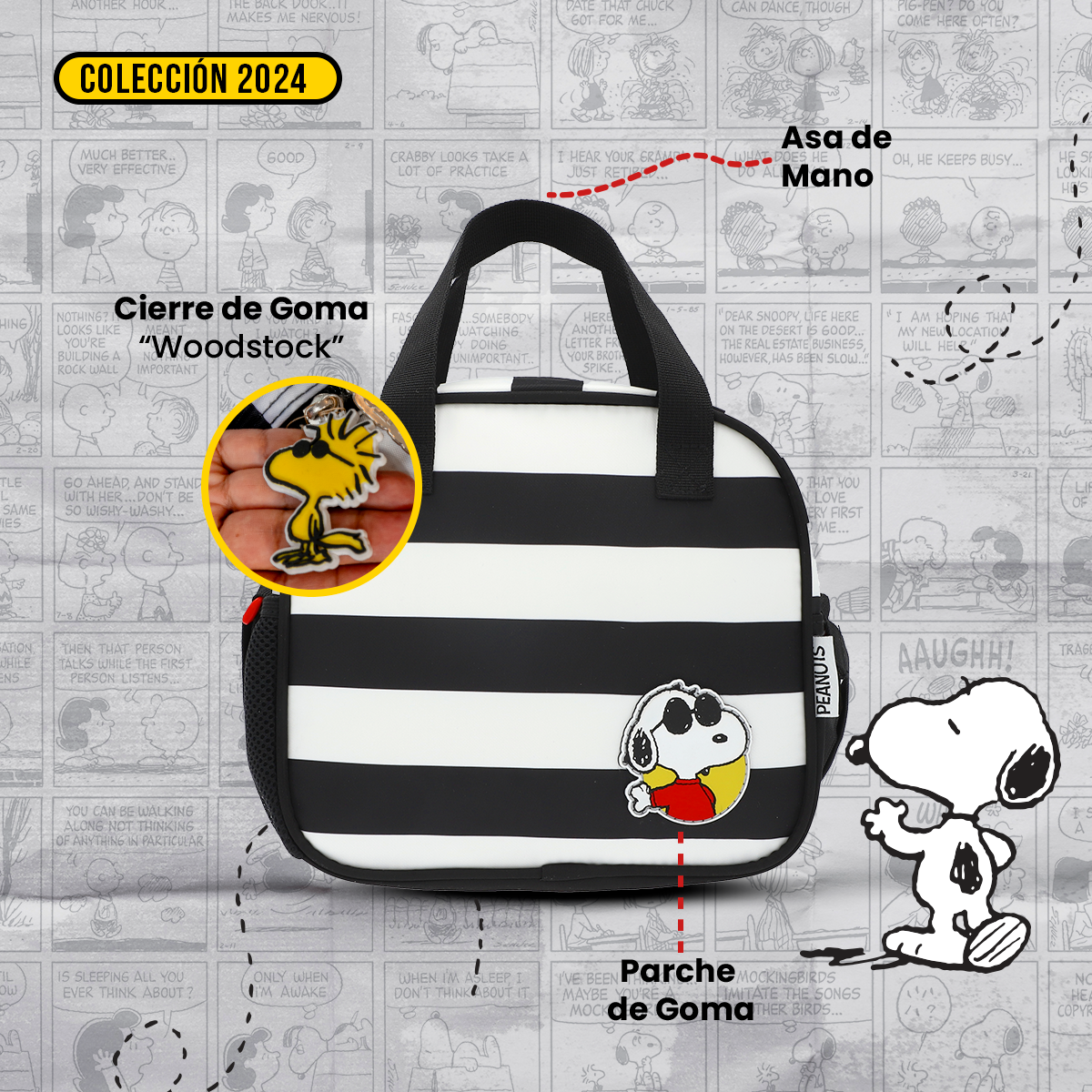 Lonchera Peanuts Snoopy Black and White