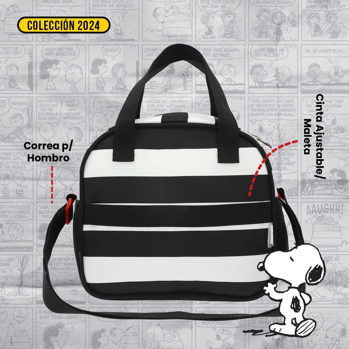 Lonchera Peanuts Snoopy Black and White