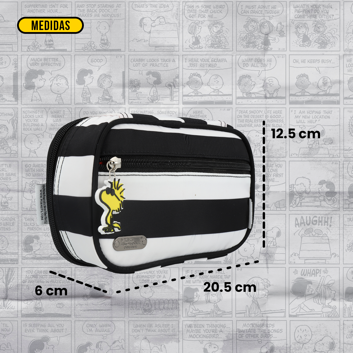 Estuchera Peanuts Snoopy Black and White