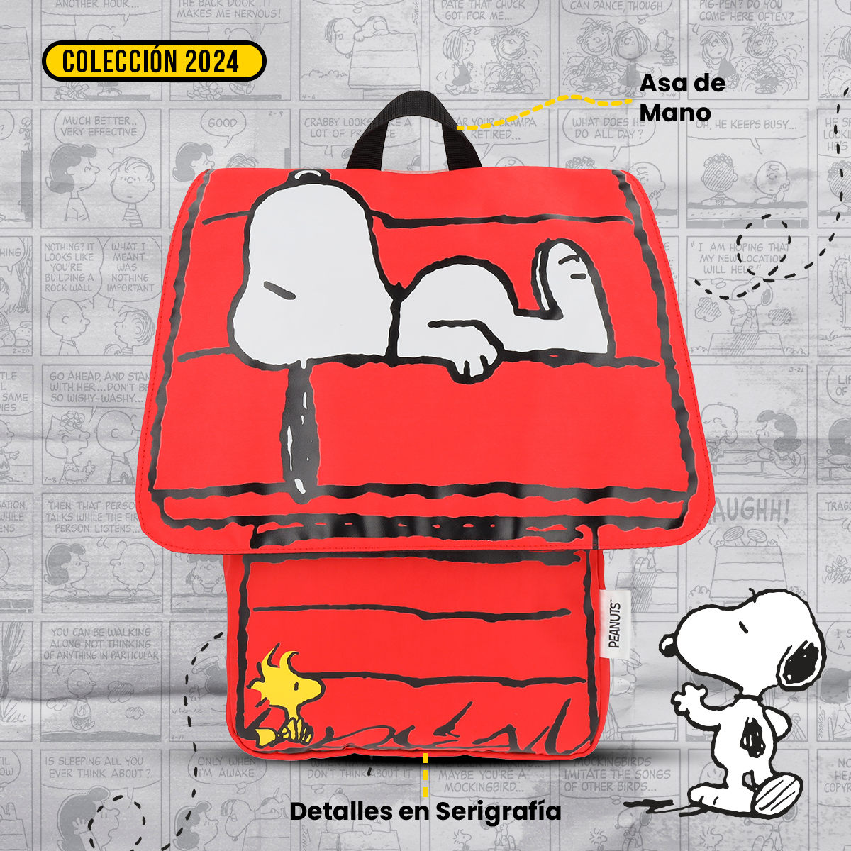 Set Mochila, Lonchera y Lapicera Snoopy Casa Roja