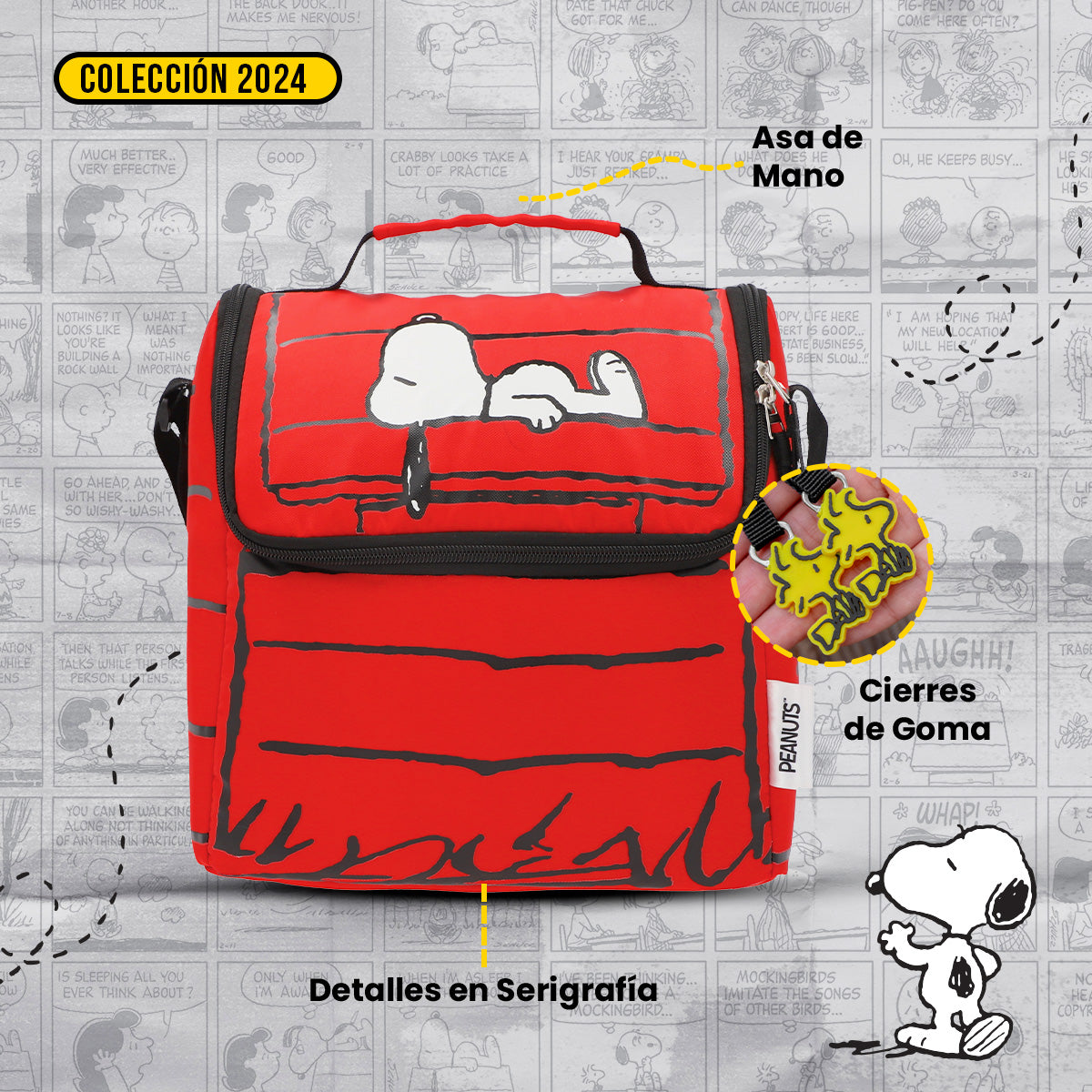 Set Mochila, Lonchera y Lapicera Snoopy Casa Roja