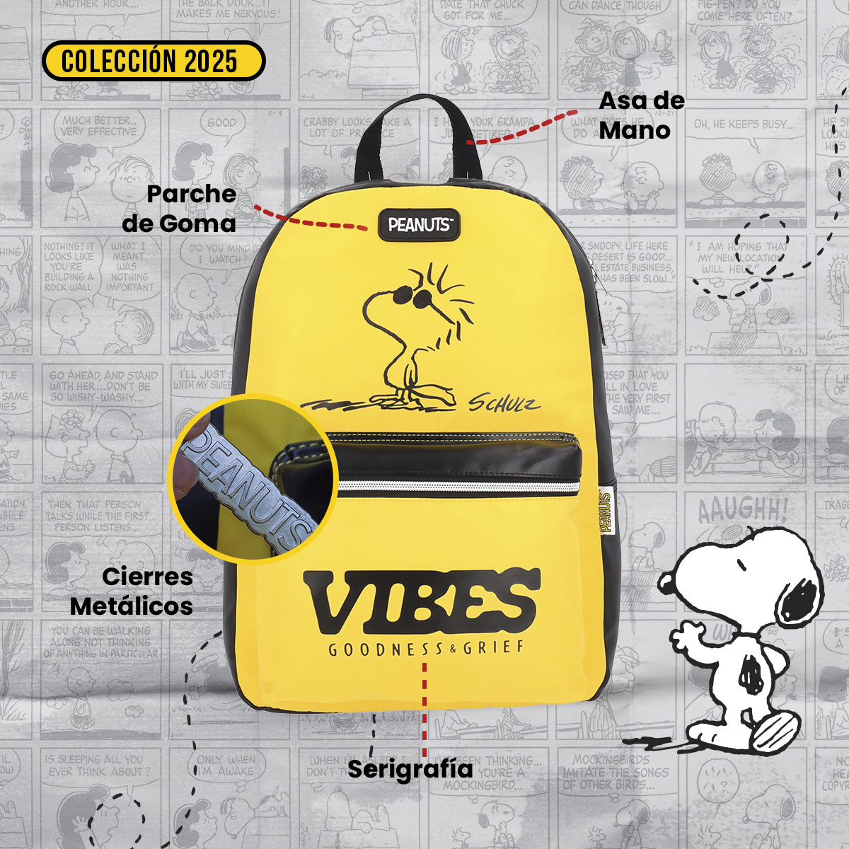 Mochila Peanuts Woodstock Good Vibes