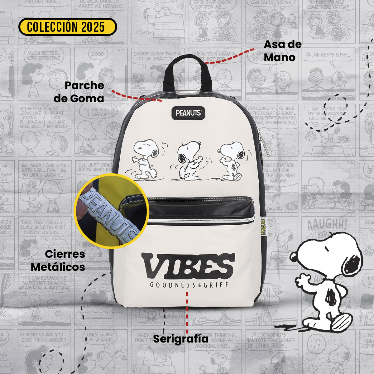 Mochila Peanuts Snoopy Good Vibes
