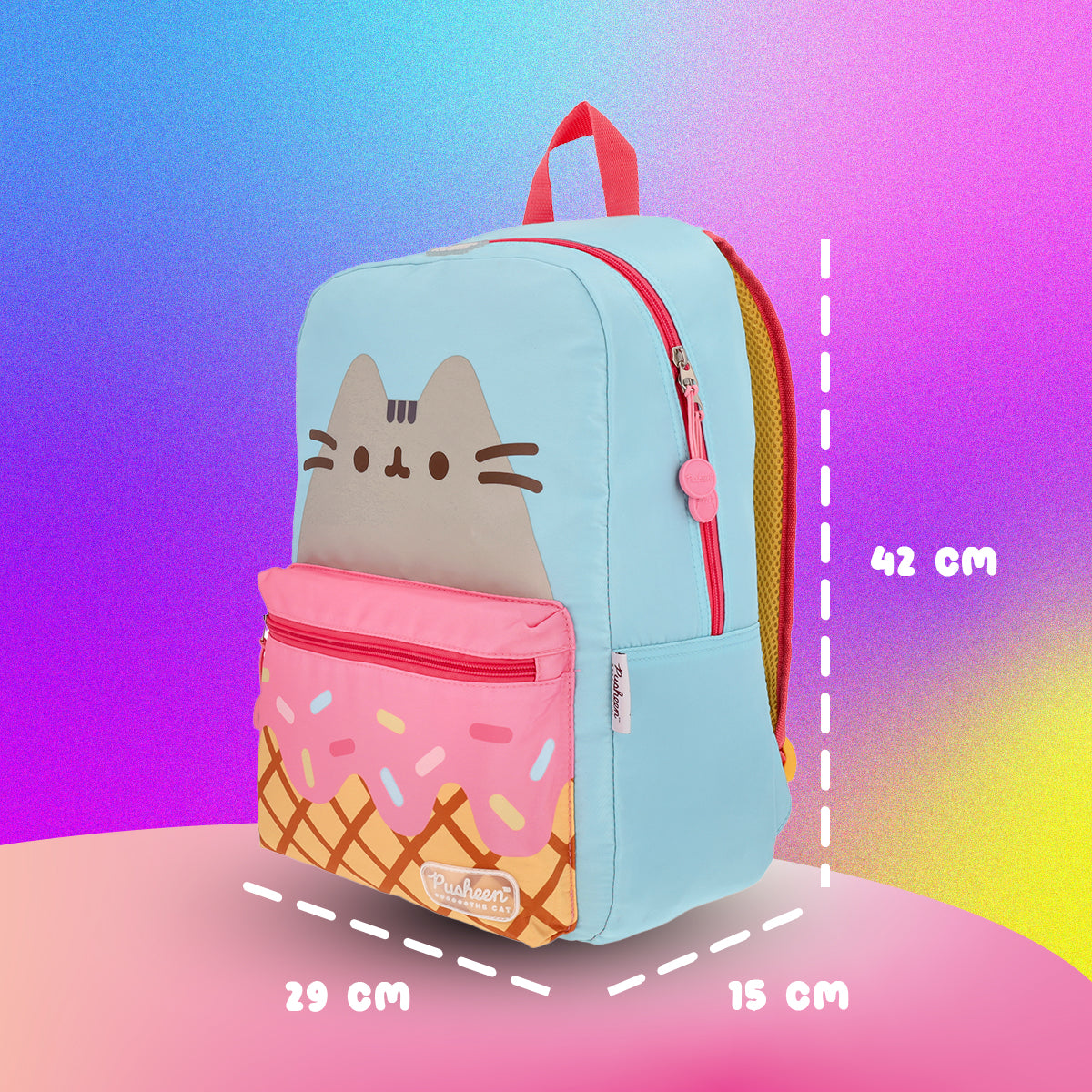 Set Mochila, Lonchera y Estuchera Pusheen Heladero Menta y Fresa