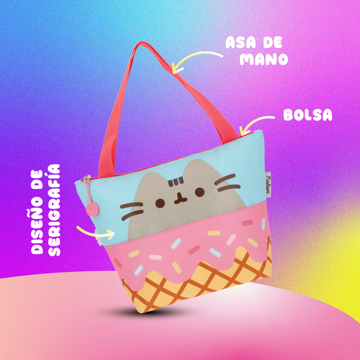 Set Mochila, Lonchera y Estuchera Pusheen Heladero Menta y Fresa