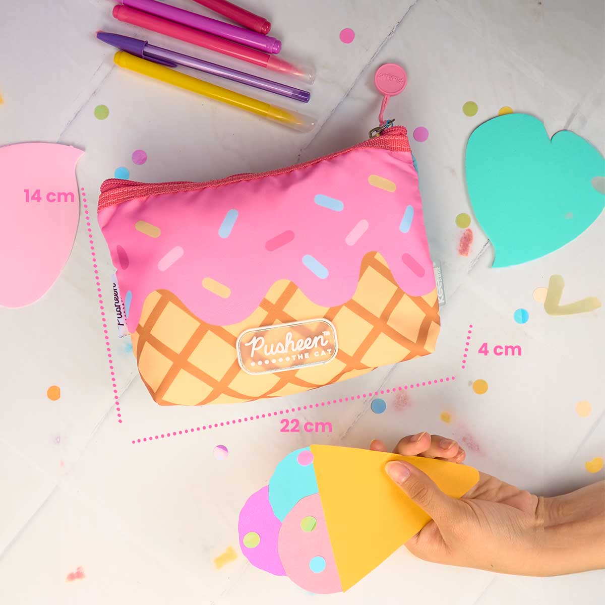 Estuchera Pusheen Heladero Menta y Fresa