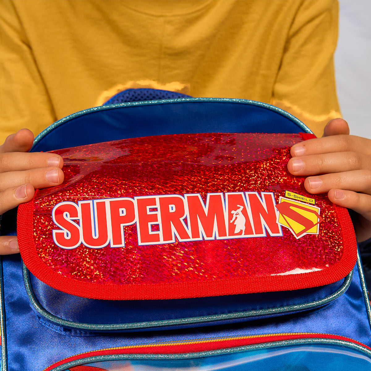 Set Mochila, Lonchera y Estuchera Escolar Superman Krypto Lenticular