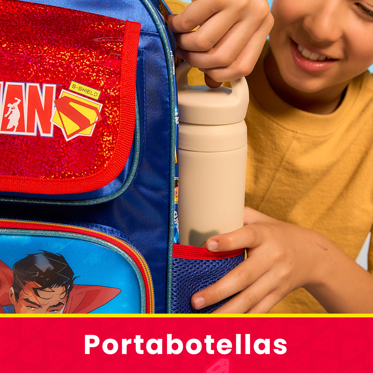 Set Mochila, Lonchera y Estuchera Escolar Superman Krypto Lenticular