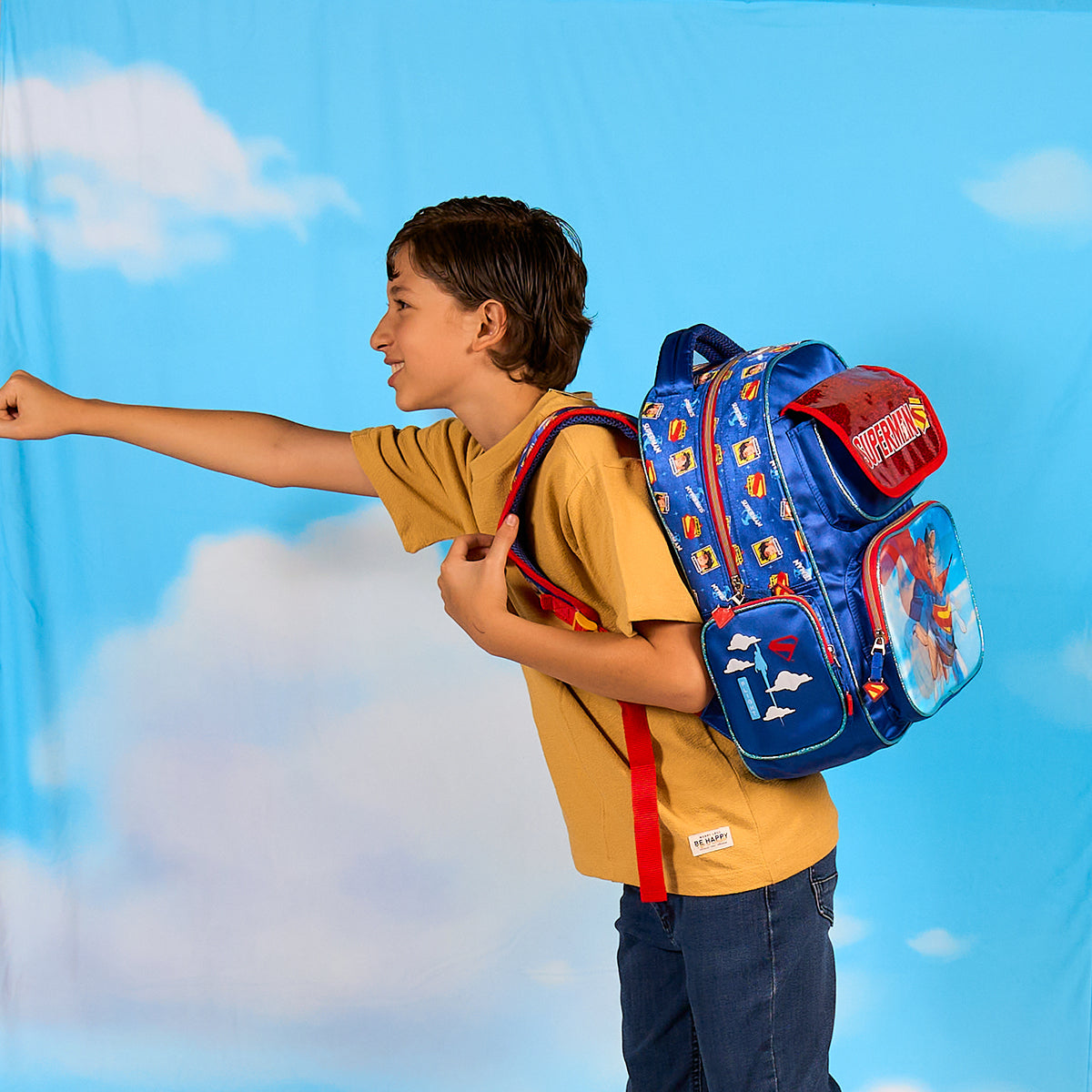 Set Mochila, Lonchera y Estuchera Escolar Superman Krypto Lenticular