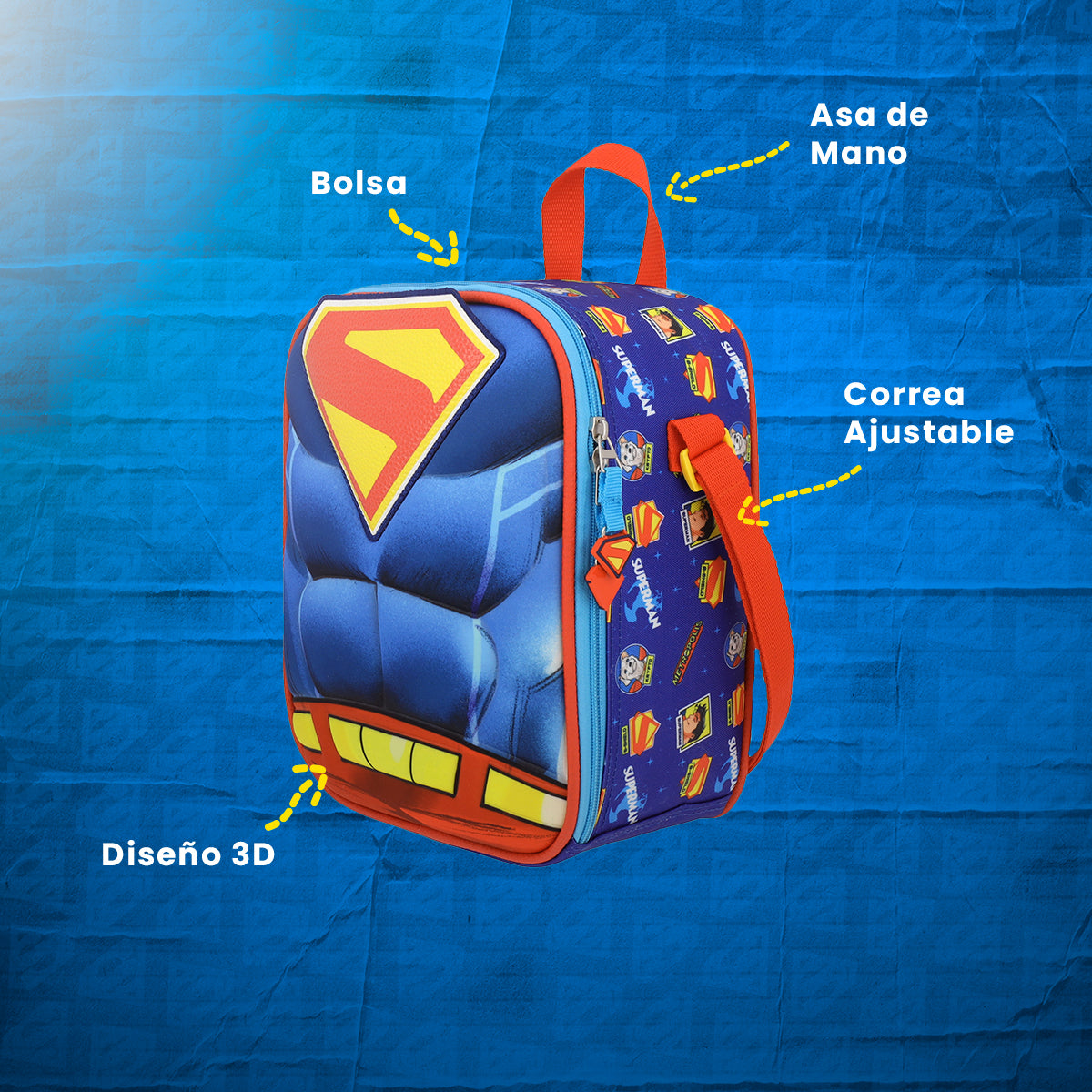 Set Mochila, Lonchera y Estuchera Escolar Superman Hero Armor