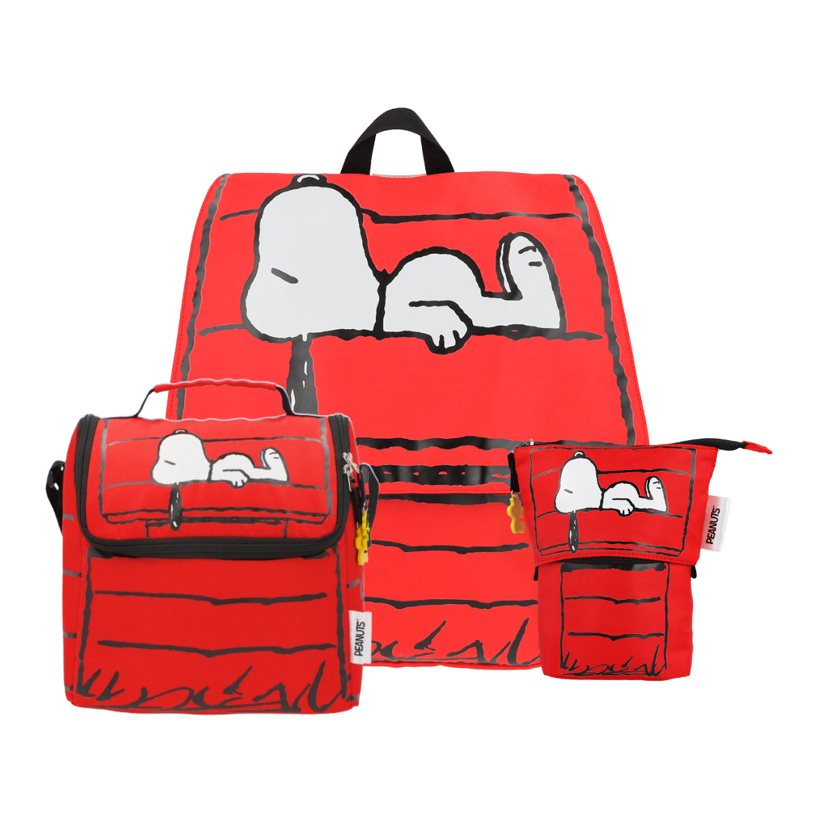 Set Mochila, Lonchera y Lapicera Snoopy Casa Roja