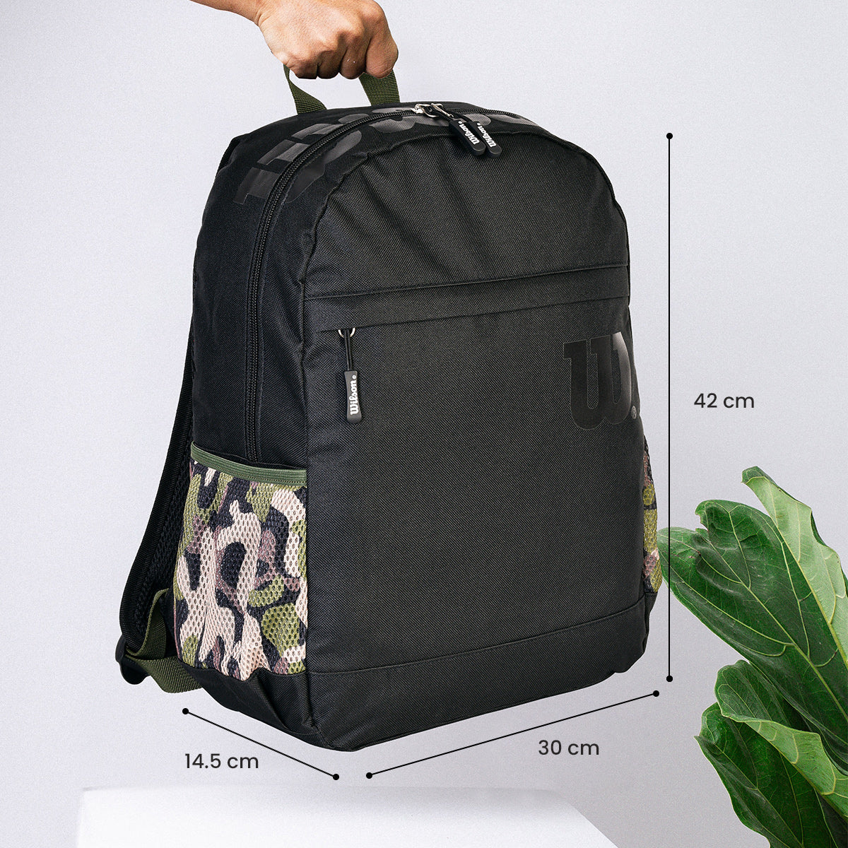 Mochila Wilson Negra con Camuflaje